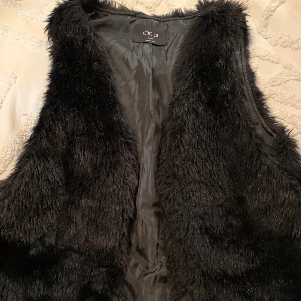 Womens black fur vest